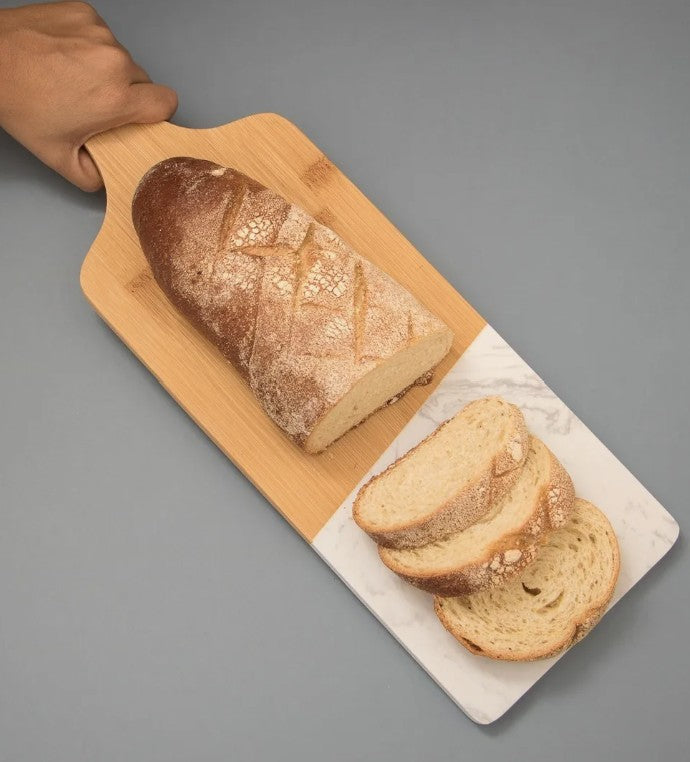 Barbecue Meat Cutting Board with Bamboo, Marble, and Handle