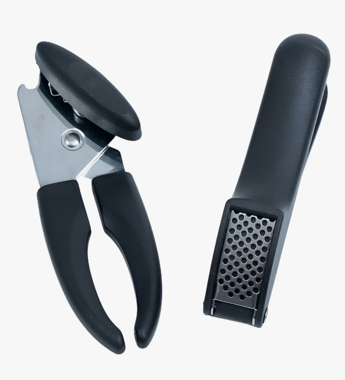 2-Piece Can Opener and Garlic Press Set - Black