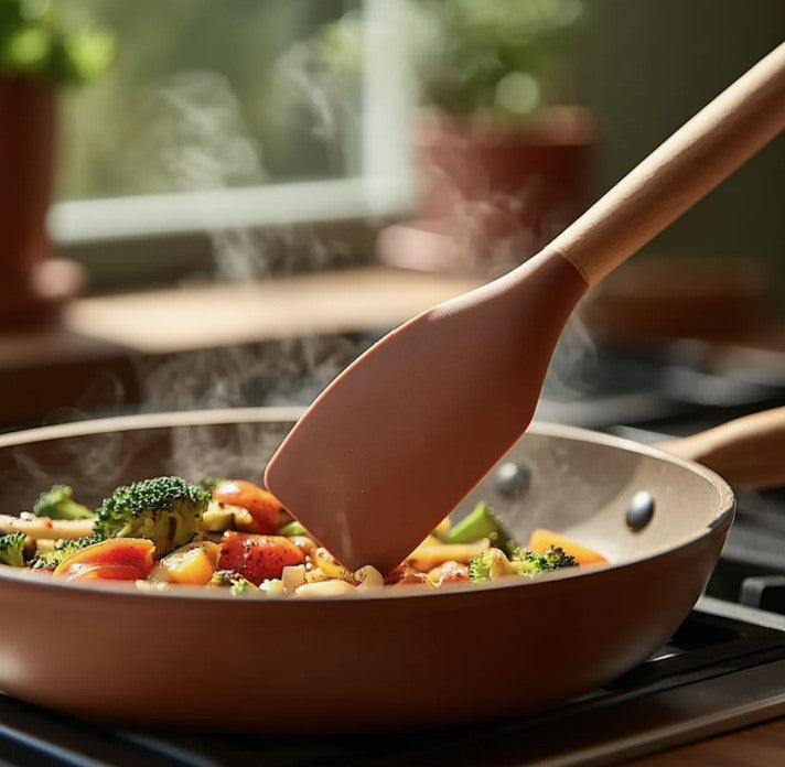 5-Piece Silicone Utensil Set with Wooden Handle